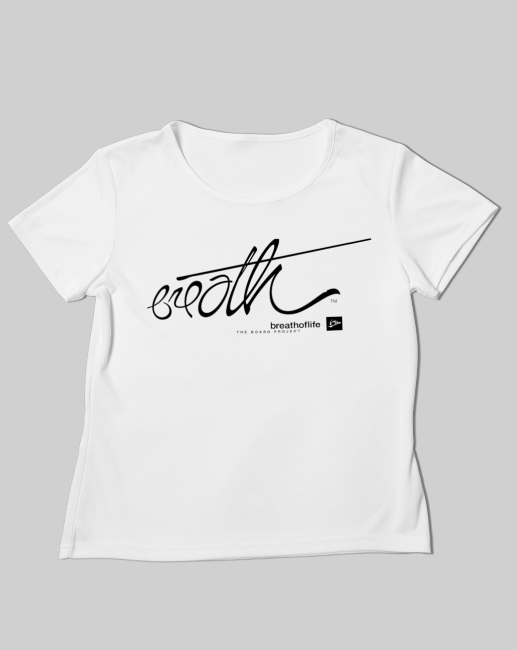 Breathoflife BRTH 1.0 Women crop top is a modest cropped body tee, side seamed, relaxed drape-y fit and inset sleeves. Fabricated with 65%, Poly 35%, Viscose 32%, single 3.7 oz.