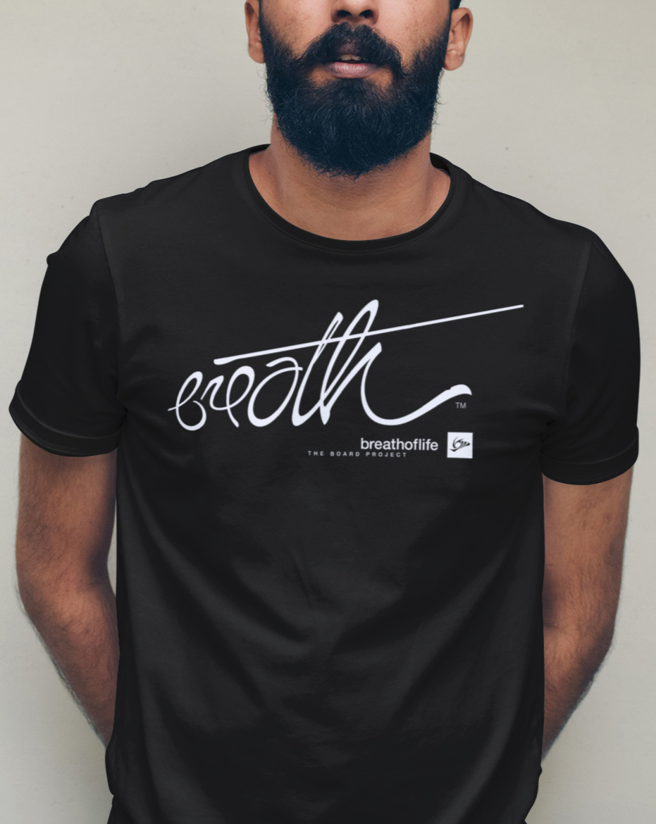 Breathoflife BRTH .01 Tee. Featuring a 4.5 ounce fabric, 100% ring spun preshrunk cotton jersey, seamless collarette, taped neck and shoulders, double needle sleeves and bottom hem and a quarter-turned semi fitted body.